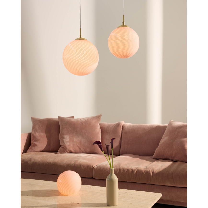 Halo Design 748488 - Taklampa på sladd CANDY 1xE27/25W/230V Ø 25 cm rosa/mässing