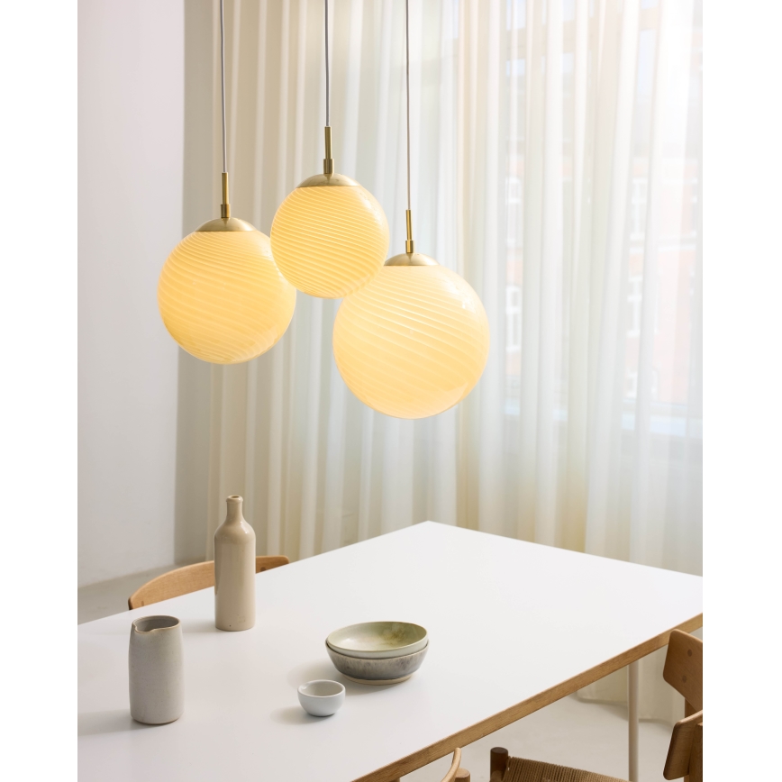 Halo Design 748587 - Pendellampa med sladd CANDY 1xE27/25W/230V Ø 30 cm beige/mässing