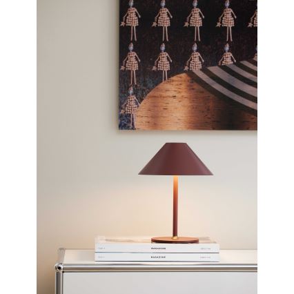 Halo Design 800834 - HYGGE LED-bordslampa för utomhusbruk, dimbar och uppladdningsbar, LED/3W/4000 mAh, IP54, vinröd