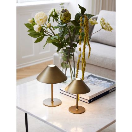 Halo Design 800841 - Dimbar uppladdningsbar utomhusbordslampa HYGGE, LED/3W/4000 mAh, IP54, mässing