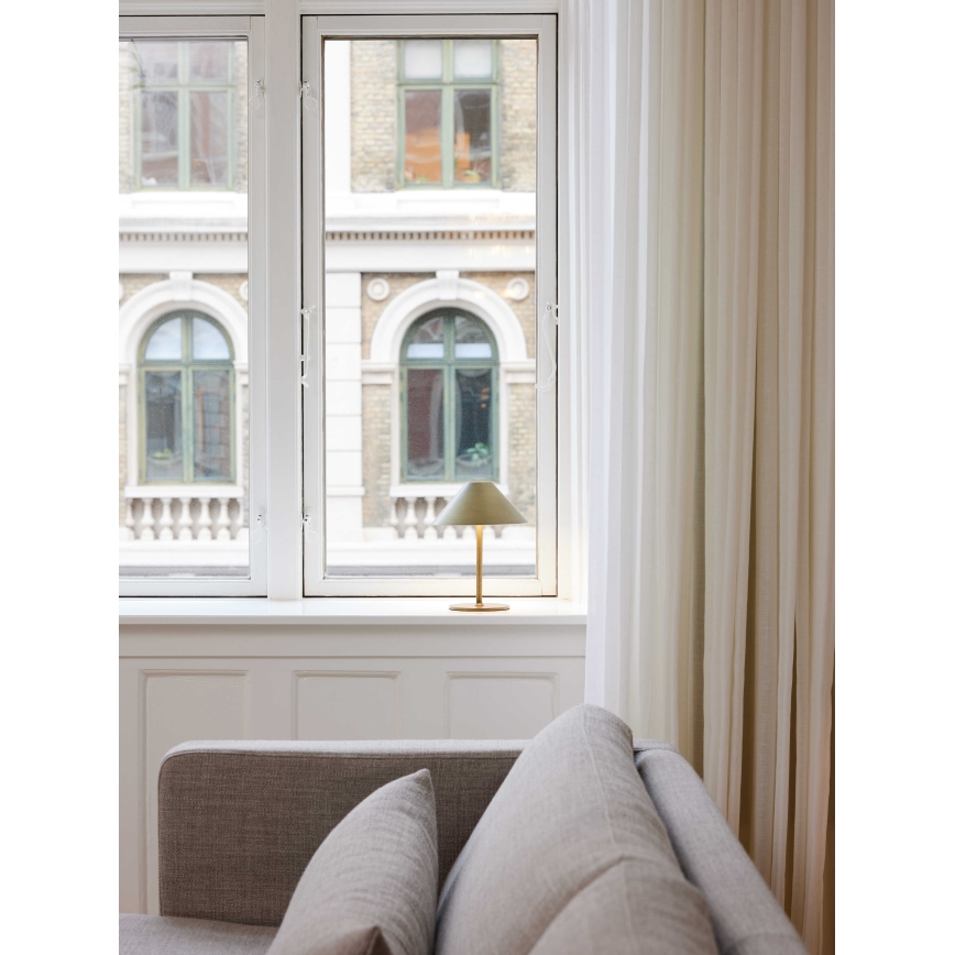 Halo Design 800841 - Dimbar uppladdningsbar utomhusbordslampa HYGGE, LED/3W/4000 mAh, IP54, mässing