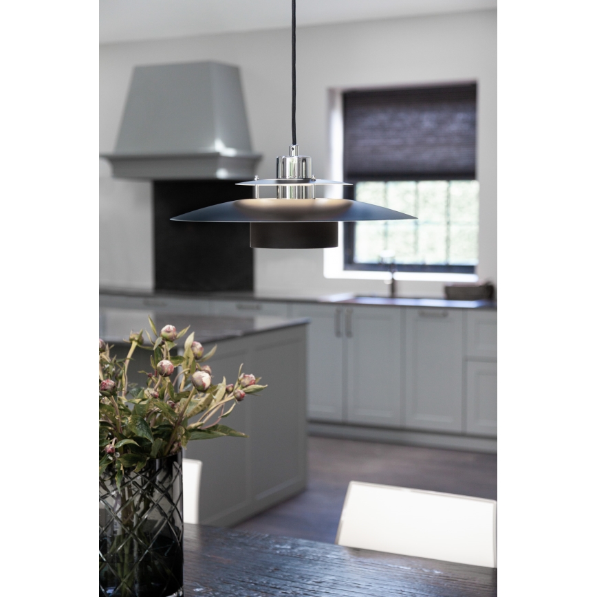 Halo Design 990259 - Pendellampa SORUP med vajer 1x E27/40W/230V Ø 40 cm svart/polerad krom