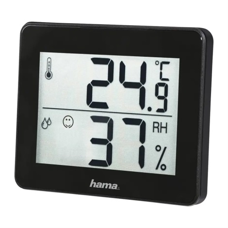 Hama - Indoor thermometer med en humidity meter 1xCR2025 svart