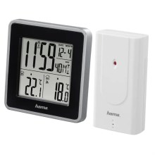 Hama - Väderstation med LCD display och väckarklocka 2xAA svart/grå