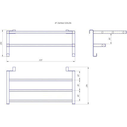 Handdukshållare för badrumsradiator HF SHEFFIELD 52x28,4 cm svart