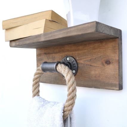 Handdukshållare med hylla BORURAF 14x30 cm gran