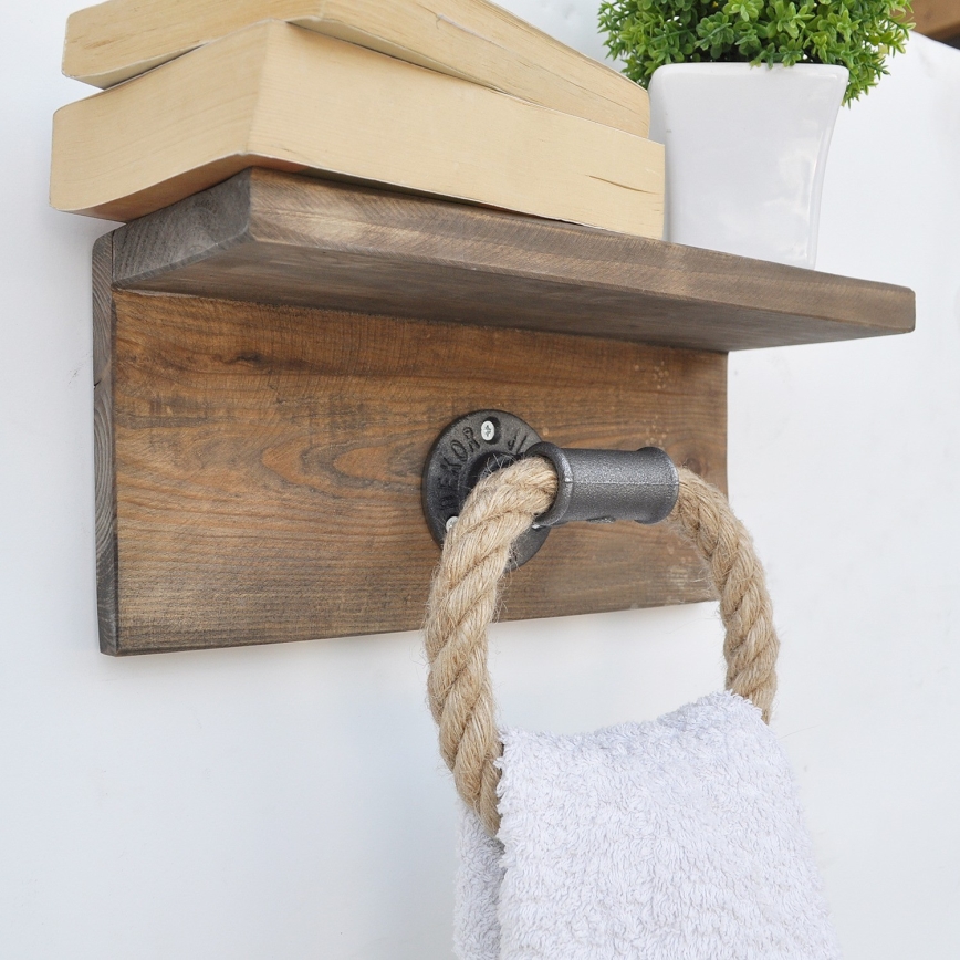 Handdukshållare med hylla BORURAF 14x30 cm gran