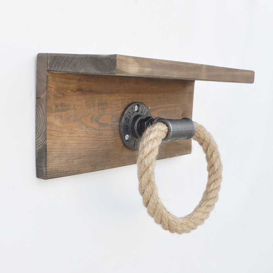 Handdukshållare med hylla BORURAF 14x30 cm gran