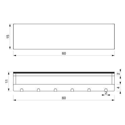 Handdukshängare för vägg med en policí 10x60 cm svart
