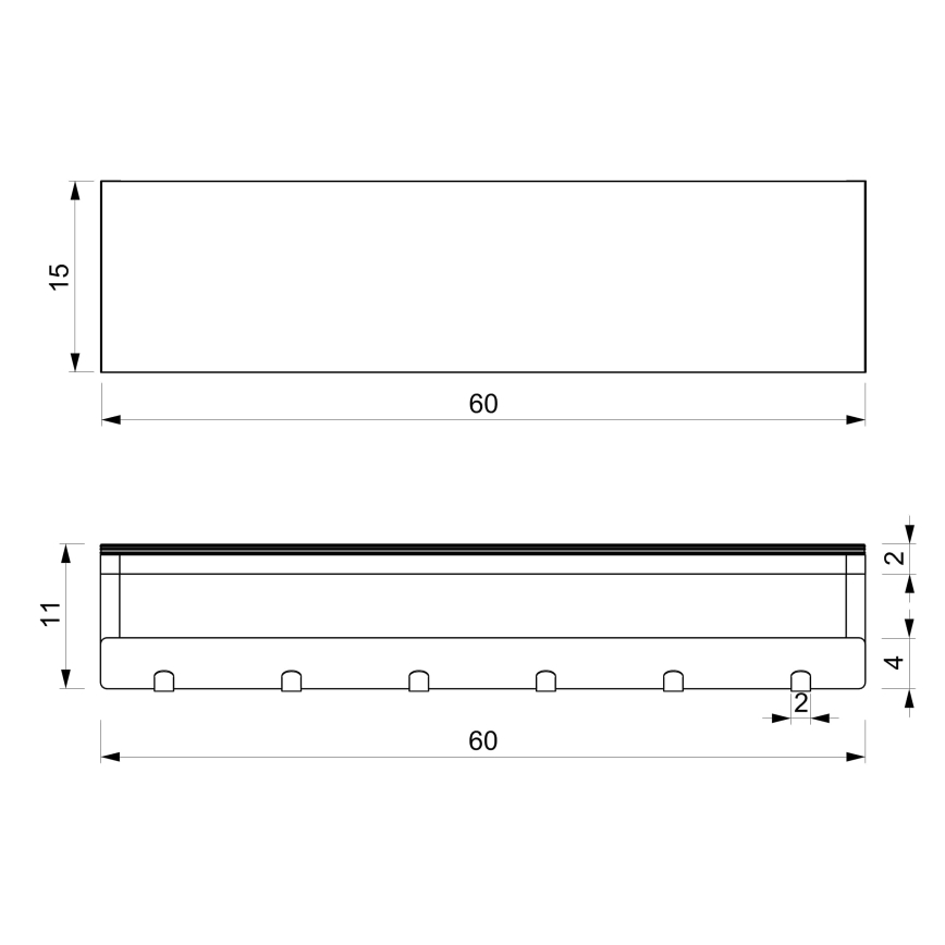 Handdukshängare för vägg med en policí 10x60 cm svart