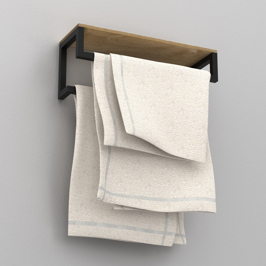 Handdukshängare för vägg med en policí 14x40 cm svart