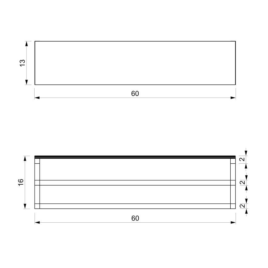 Handdukshängare för vägg med en policí 14x60 cm vit