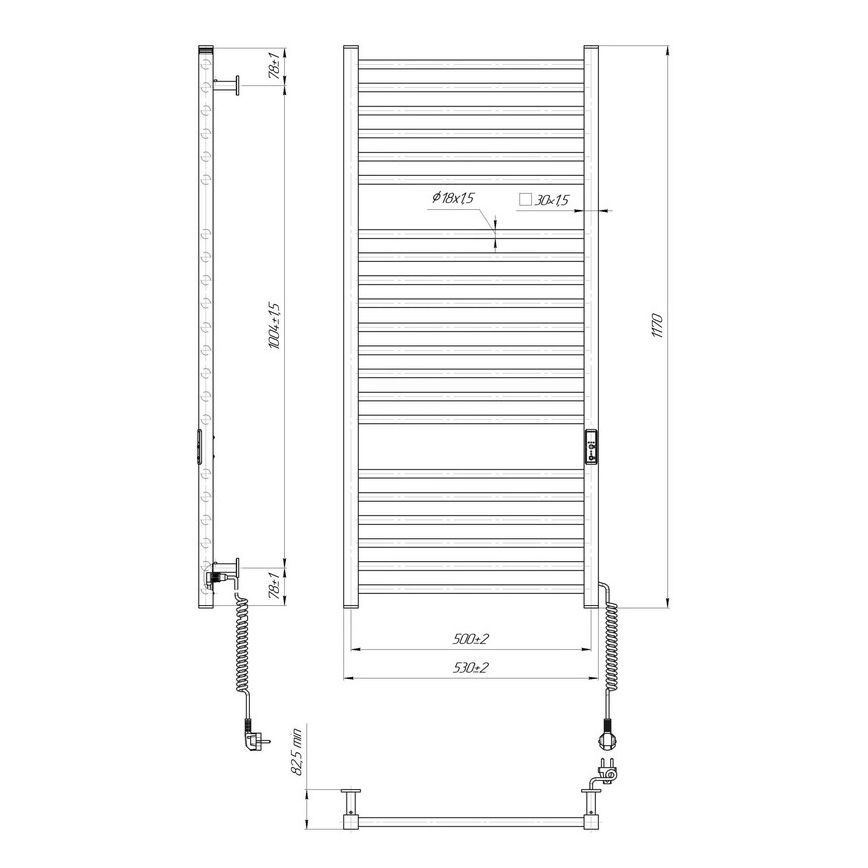 Handdukstork för badrum HF DERBY 255W/230V 117x53 cm svart