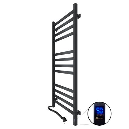 Handdukstork för badrum med termostat AVANGARD 227W 120x48cm svart vänster