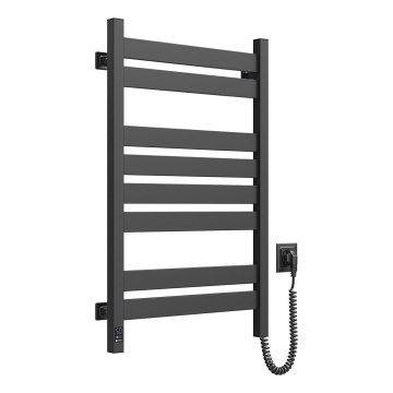 Handdukstork för badrum med termostat LARGO 432W/230V 80,6 cm IP44 svart, högerutförande, fyrkantig