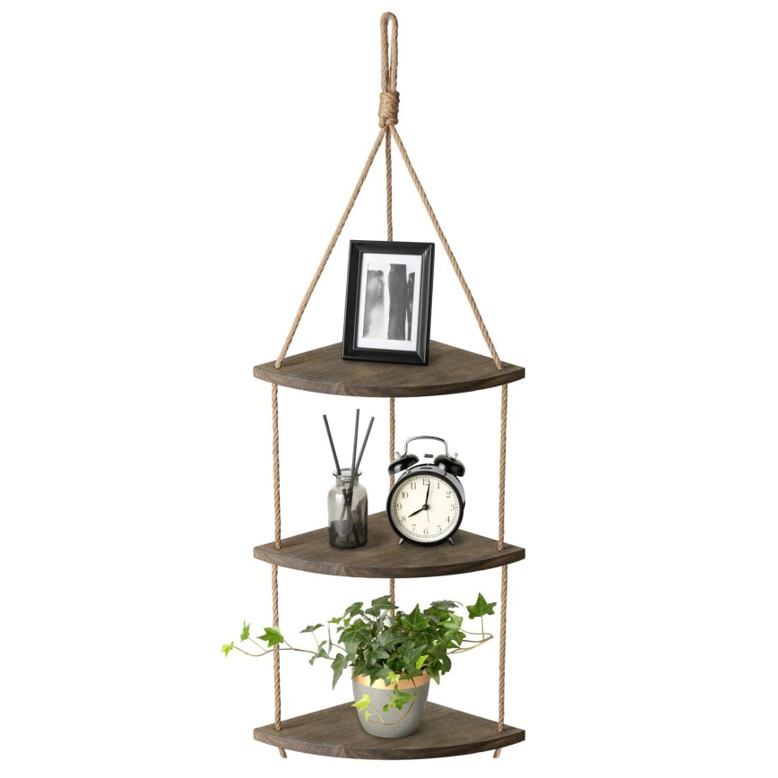 Hängande hörnhylla 90x25 cm brun