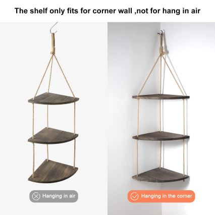 Hängande hörnhylla 90x25 cm brun