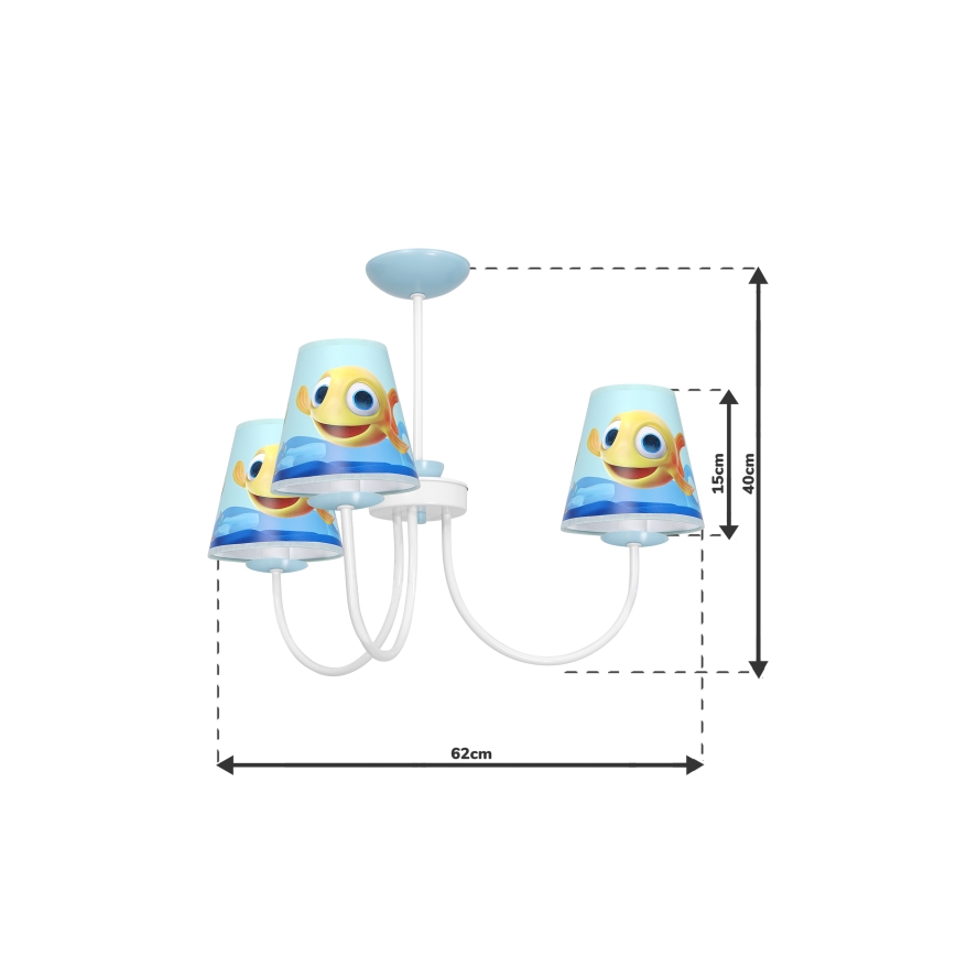 Hängande Ljuskrona för barn  FISH 3xE14/40W/230V