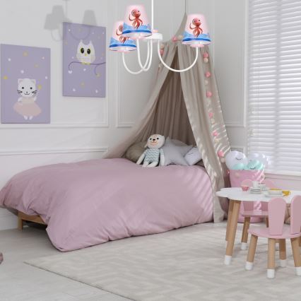 Hängande Ljuskrona för barn  OCTOPUS 3xE14/40W/230V