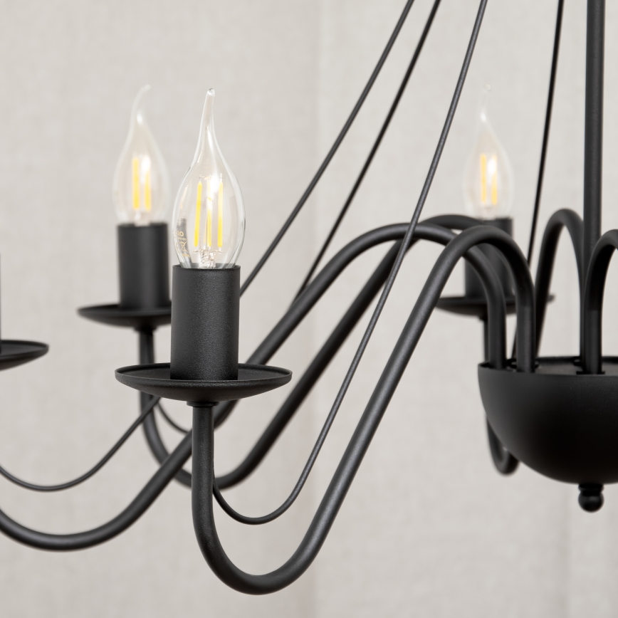 Hängande ljuskrona med kedja MALBO 8xE14/10W/230V svart