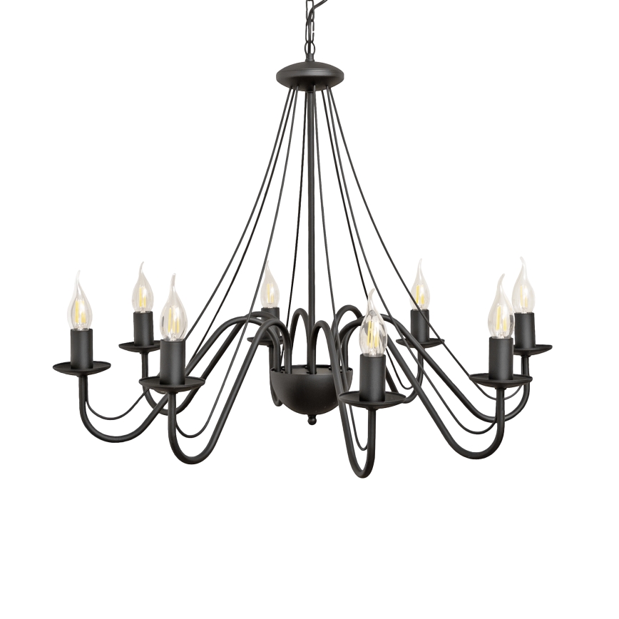 Hängande ljuskrona med kedja MALBO 8xE14/10W/230V svart