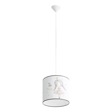 Hängande ljuskrona med textilsladd för barn PRINCESS 1xE27/15W/230V diameter 30 cm prinsessa
