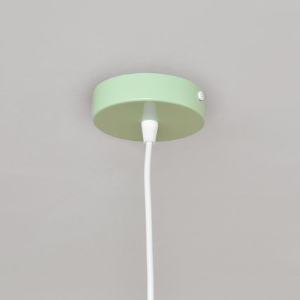 Hängande ljuskrona med textilsladd för barn STARS 1xE27/15W/230V grön/vit