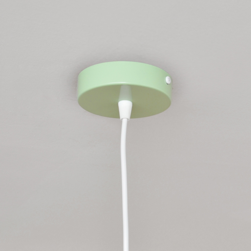 Hängande ljuskrona med textilsladd för barn STARS 1xE27/15W/230V grön/vit