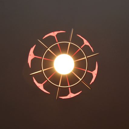 Hängande ljuskrona med textilsladd för barn STARS 1xE27/15W/230V rosa/vit