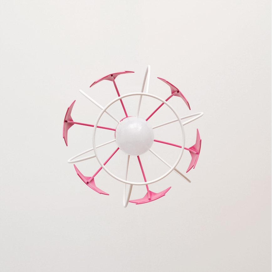 Hängande ljuskrona med textilsladd för barn STARS 1xE27/15W/230V rosa/vit