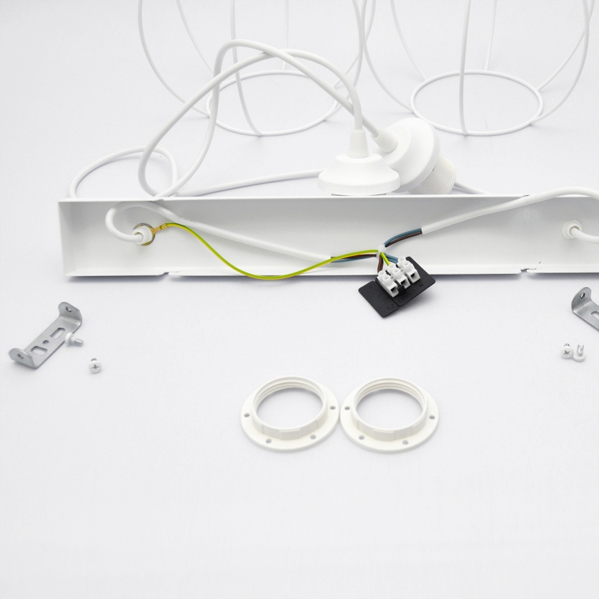 Hängande ljuskrona med textilsladd för barn STARS 2xE27/15W/230V blå/vit