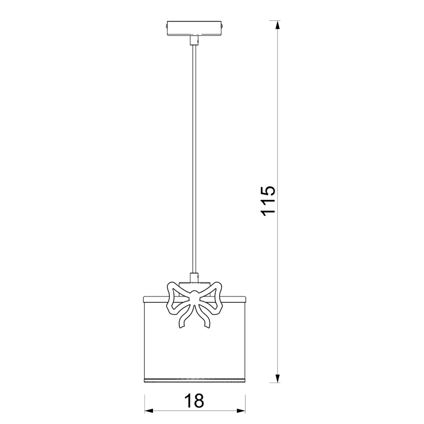 Hängande ljuskrona med textilsladd för barn SWEET 1xE27/15W/230V vit/röd/rosett