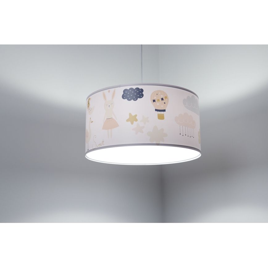 Hängande ljuskrona med textilsladd för barn SWEET DREAMS 1xE27/60W/230V diameter 30 cm