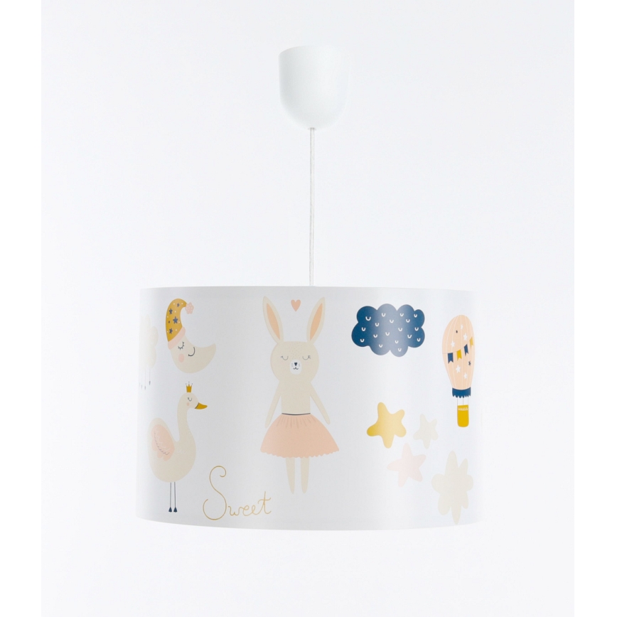 Hängande ljuskrona med textilsladd för barn SWEET DREAMS 1xE27/60W/230V diameter 30 cm