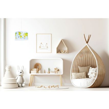 Hängande ljuskrona med textilsladd för barn SWEET DREAMS 1xE27/60W/230V diameter 30 cm