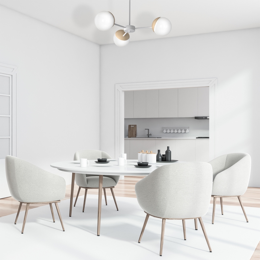 Hängande Ljuskrona SFERA trä 3xE14/40W/230V vit