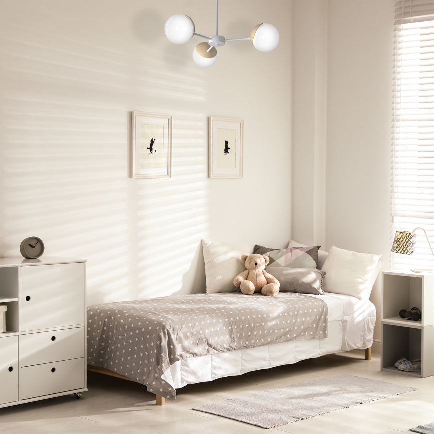 Hängande Ljuskrona SFERA trä 3xE14/40W/230V vit