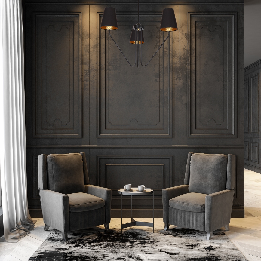 Hängande Ljuskrona VICTORIA 3xE27/60W/230V svart