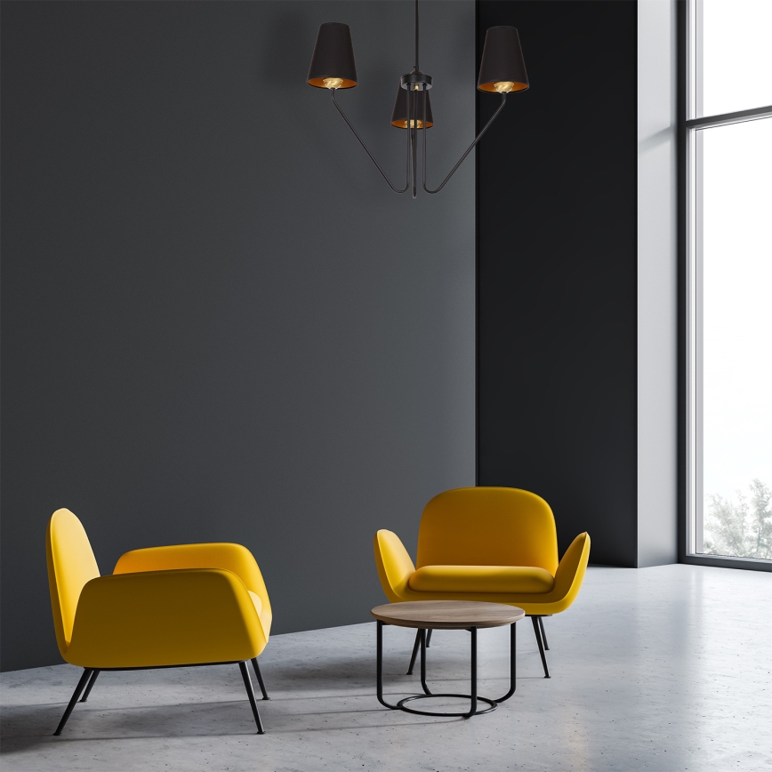 Hängande Ljuskrona VICTORIA 3xE27/60W/230V svart