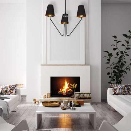 Hängande Ljuskrona VICTORIA 3xE27/60W/230V svart