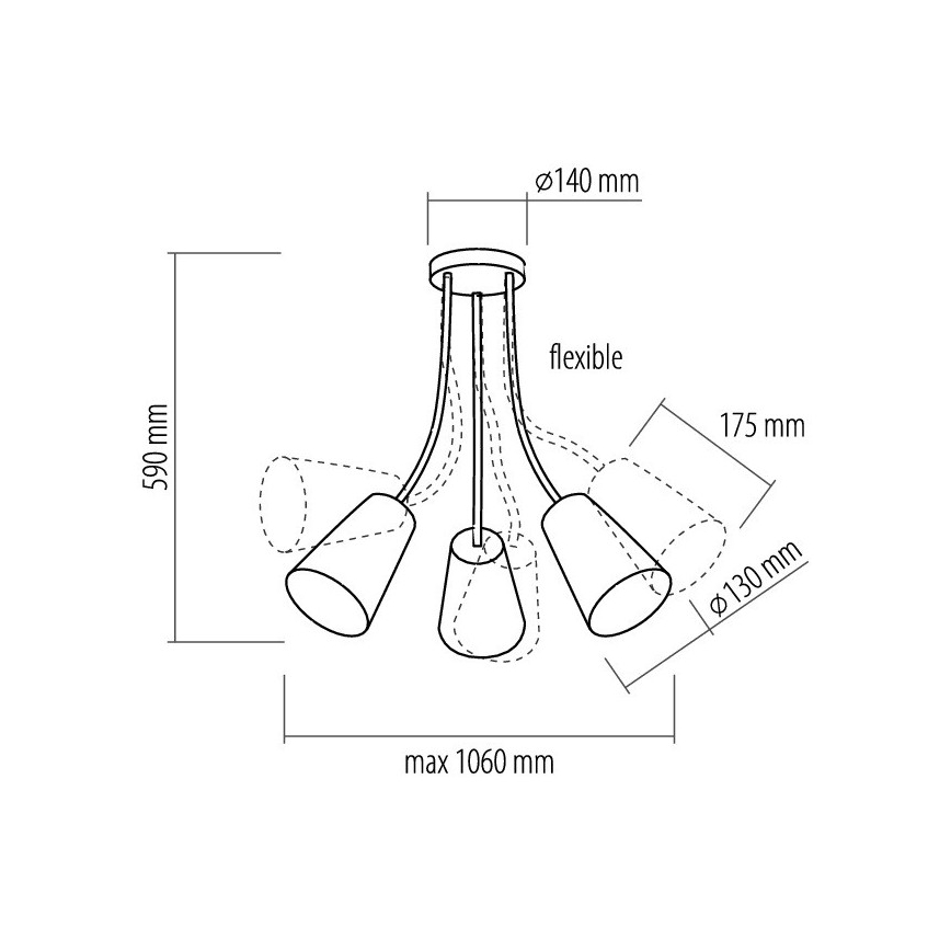 Hängande Ljuskrona WIRE COLOUR 3xE27/60W/230V