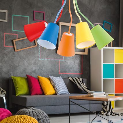 Hängande Ljuskrona WIRE COLOUR 5xE27/60W/230V