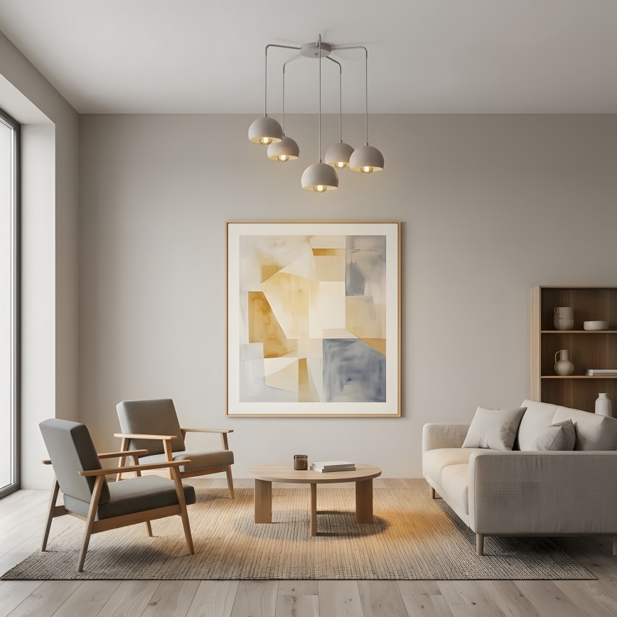 Hängande taklampa med kabel SOOL 5xE27/15W/230V krämvit