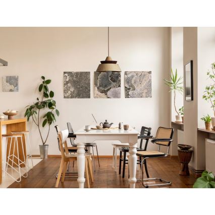 Hängande träpendel med kabel, 1xE27/60W/230V — Ø 33 cm. Massivt trä: ek, valnöt eller gummiträ