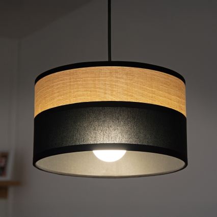 Hänglampa ALBA med kabel 1xE27/15W/230V Ø 20 cm svart/brun
