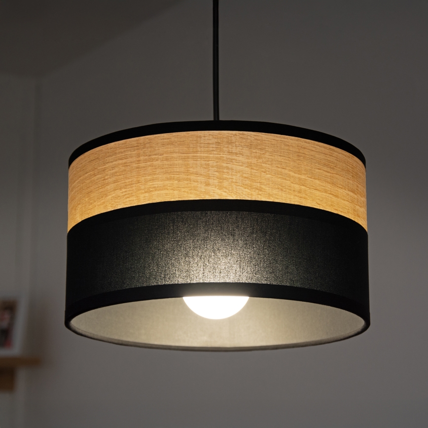 Hänglampa ALBA med kabel 1xE27/15W/230V Ø 20 cm svart/brun