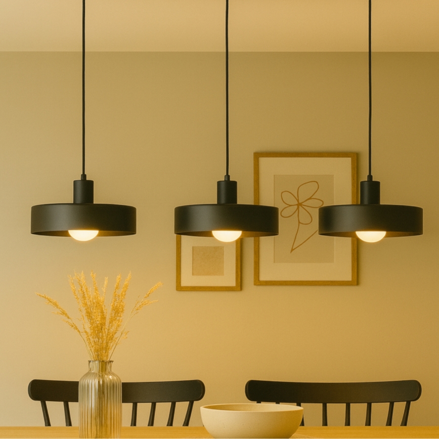 Hänglampa ARCANE med kabel 3xE27/60W/230V svart