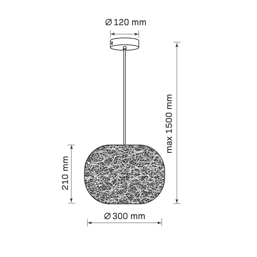 Hänglampa CLEA med sladd 1xE27/20W/230V, Ø 30 cm, antracitgrå