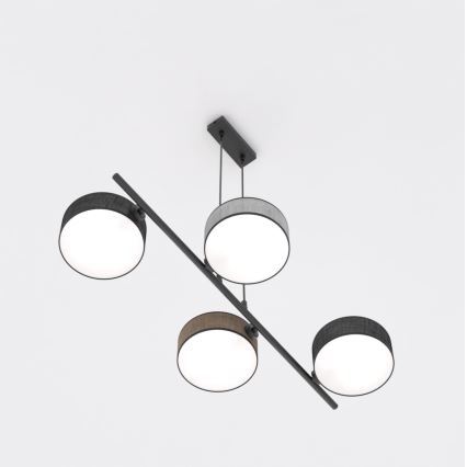 Hänglampa DRUMZ med kabel 4xE14/10W/230V svart/brun/grå