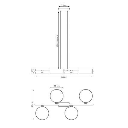 Hänglampa DRUMZ med kabel 4xE14/10W/230V svart/brun/grå